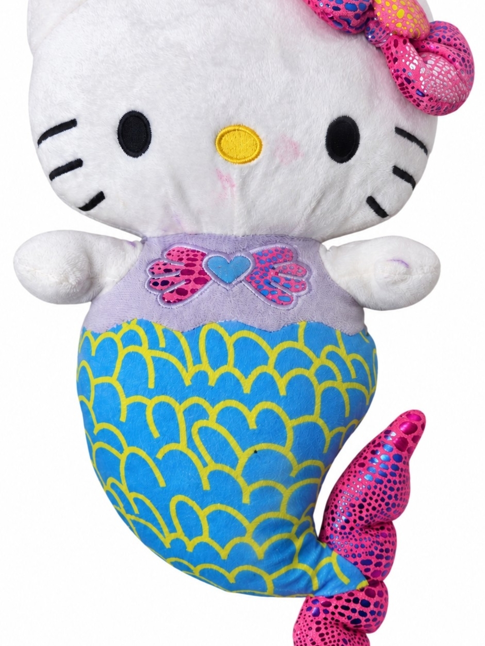 Hello Kitty Blue & Yellow Mermaid Plush with Pink Bow
